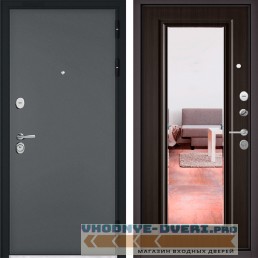 Дверь Бульдорс STANDART 90 Черный шелк / Ларче шоколад 9S-104 с зеркалом